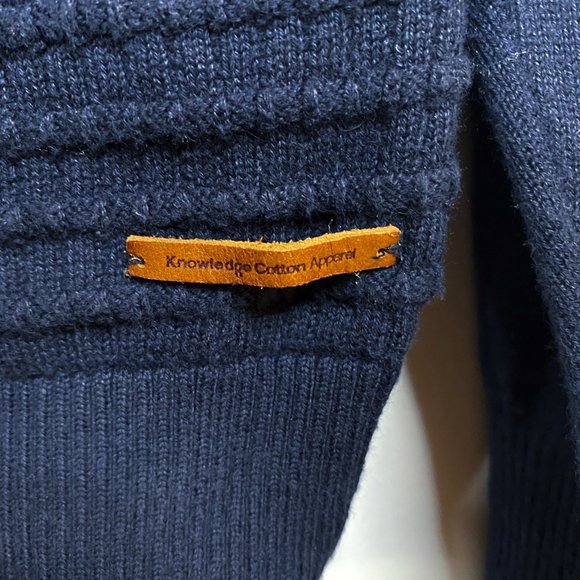 Knowledge Cotton Apparel Men's Navy Knit Sweater, Size M - Picture 6 of 7